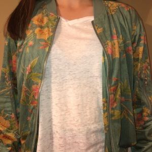 Floral Suede Bomber Jacket